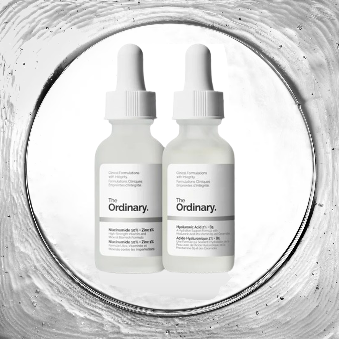 Kit Facial Treatment : Niacinamide 10% [30ml] + Zinc 1% & Acide Hyaluronique 2% + B5 [30ml]- The ordinary