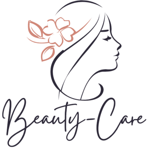 Logo de Beauty-Care, un design élégant combinant une typographie moderne en noir avec une icône stylisée représentant une goutte d'eau ou une feuille, symbolisant la pureté et les soins naturels. Idéal pour une boutique en ligne de produits cosmétiques au Maroc offrant des soins de la peau de haute qualité.